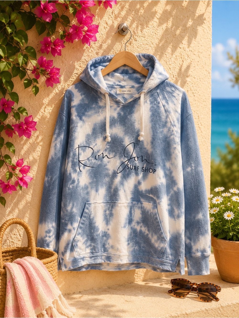 Ron Jon Ocean Drive Blue & White Tie-Dye Hoodie